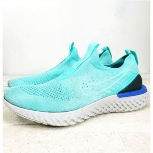 NIKE React Women's Flyknit Hyper Blue Turquoise Running Shoes 11 Sports Athletic